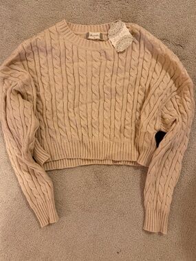 Altar'd State Cream Cable Knit Sweater